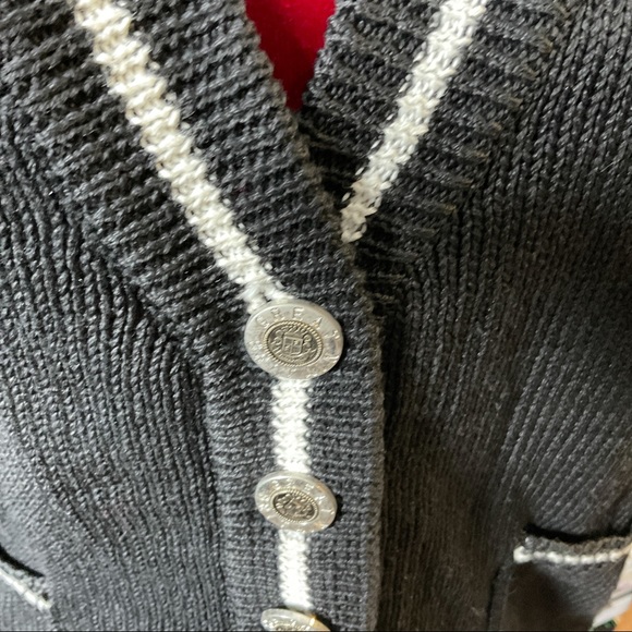 Vintage 80s Betty Blue Button Down Cardigan Black White Sweater Size S Hong Kong - Picture 3 of 10